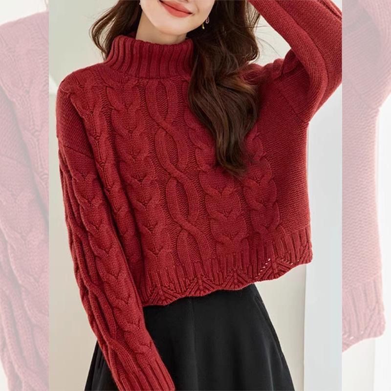 麻花寬鬆顯瘦百搭慵懶復古針織毛衣-Cicimode