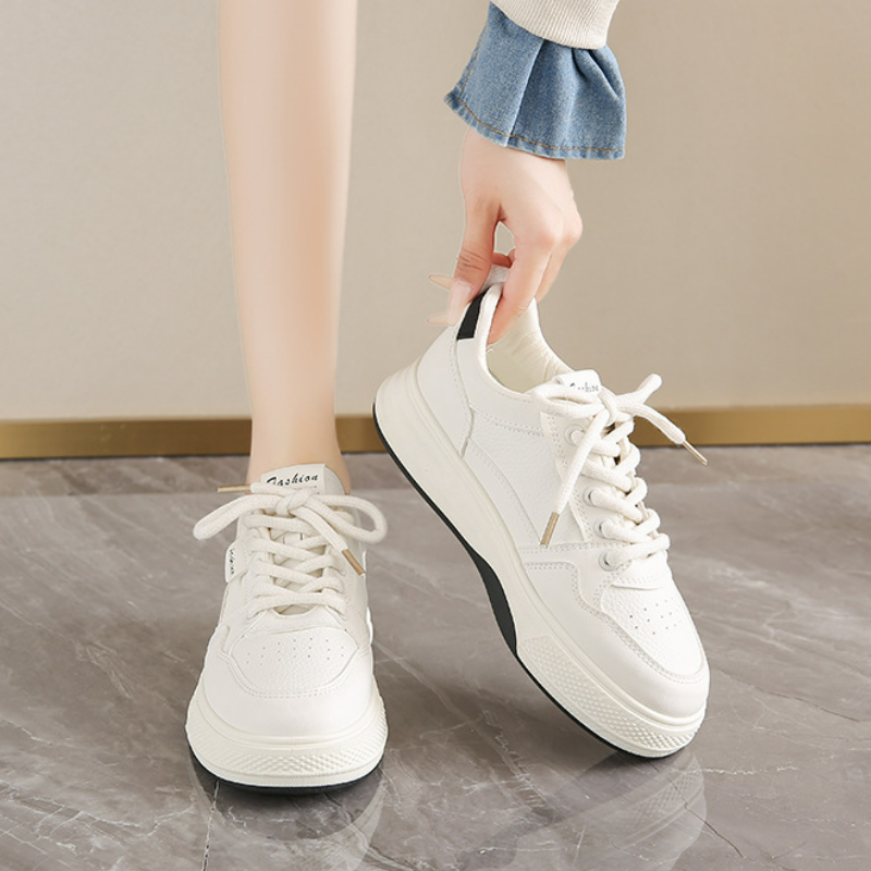 透氣百搭韓版厚底運動休閒板鞋小白鞋-Cicimode