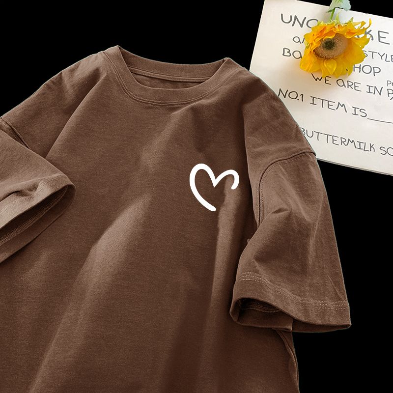 時尚百搭減齡顯瘦愛心印花短袖T恤-Cicimode