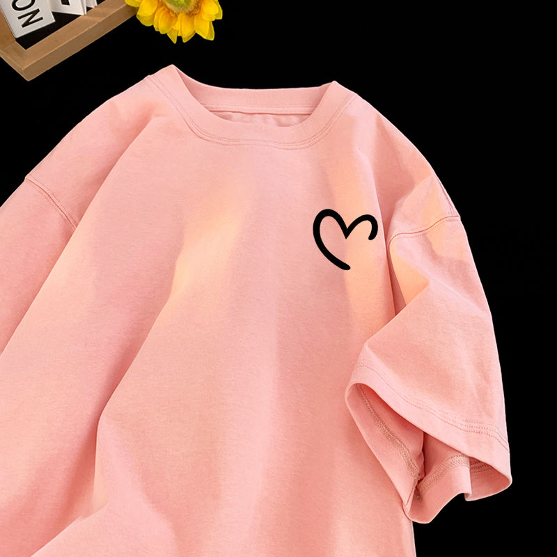 時尚百搭減齡顯瘦愛心印花短袖T恤-Cicimode