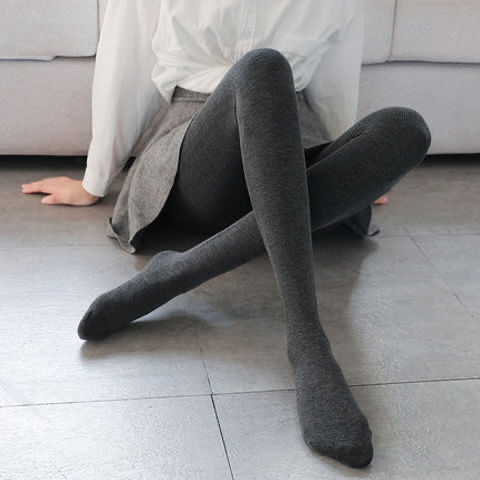 加絨加厚打底褲高腰外穿豎條螺紋顯瘦韓版保暖一體褲裝