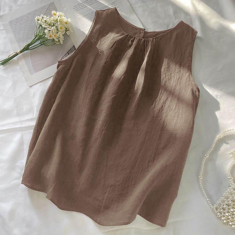 百搭休閒顯瘦文藝復古棉麻吊帶背心