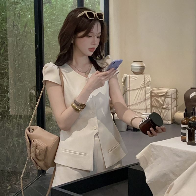 【單件/套裝】時尚優雅氣質小香馬甲外套+休閑百搭短褲兩件套裝