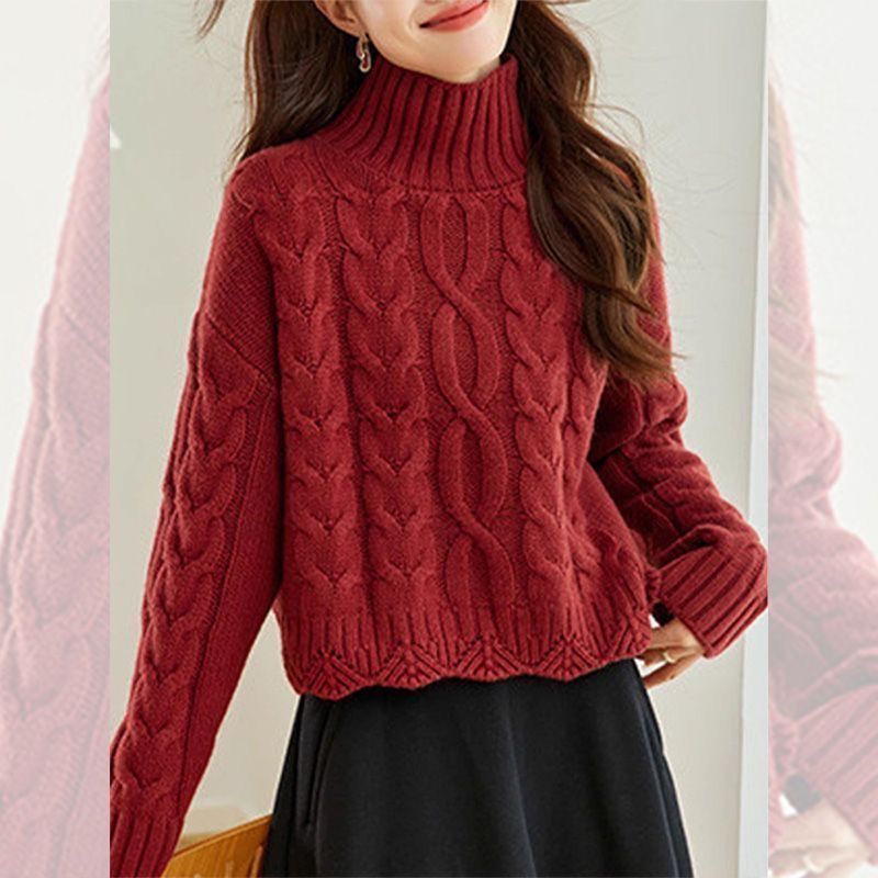 麻花寬鬆顯瘦百搭慵懶復古針織毛衣-Cicimode