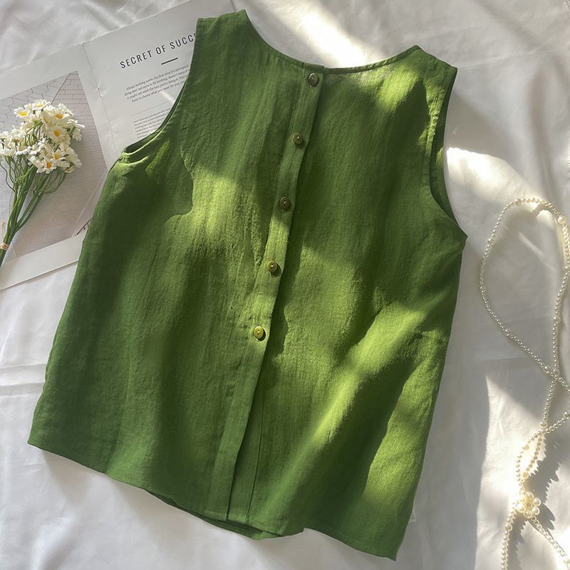 百搭休閒顯瘦文藝復古棉麻吊帶背心