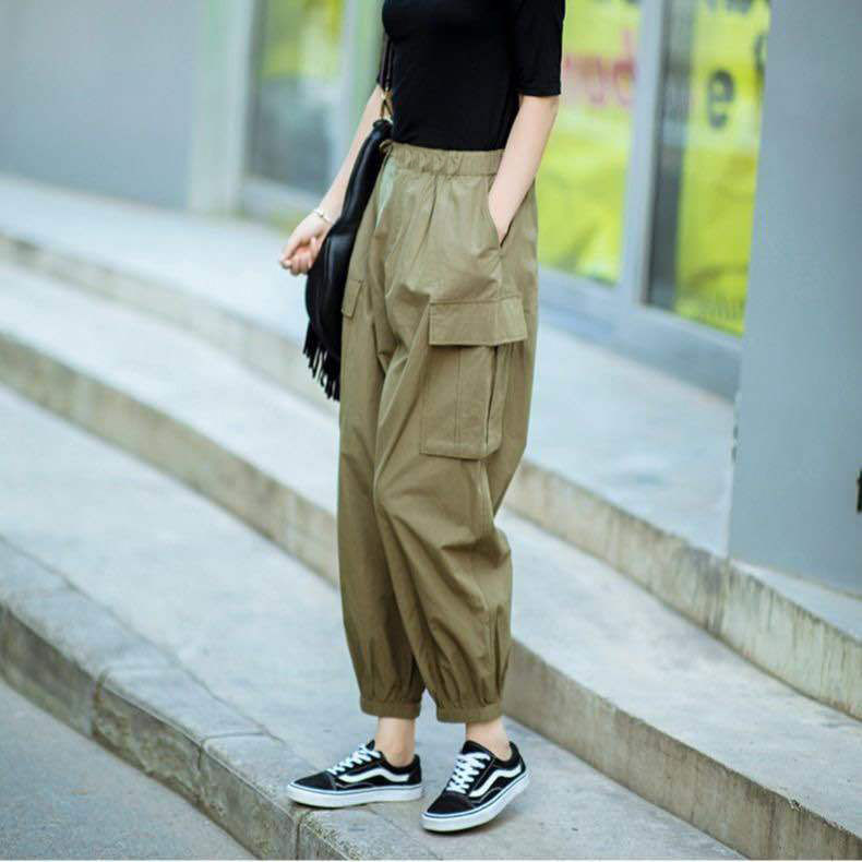 束腳工裝褲子女春夏新款韓版寬鬆顯瘦休閒運動ins潮流百搭哈倫褲