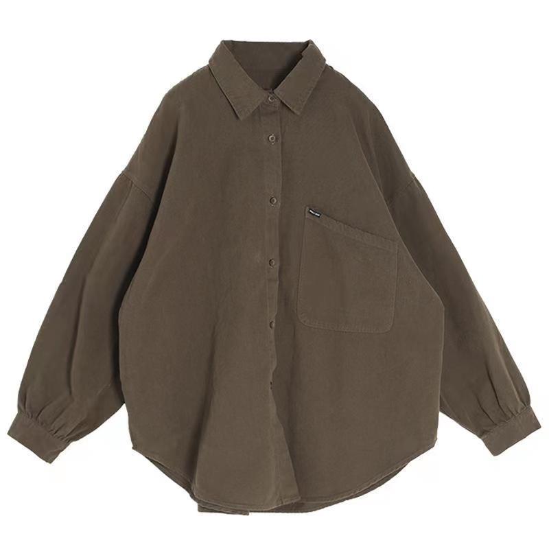 簡約休閒百搭大口袋長袖襯衫-Cicimode