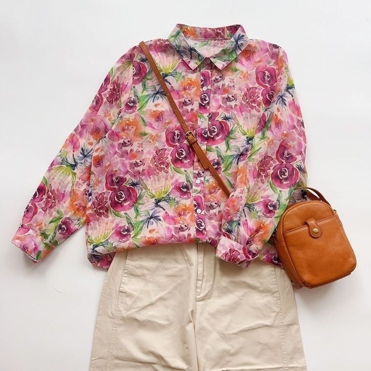 高品質法式百搭碎花氣質溫柔風薄款襯衫-Cicimode