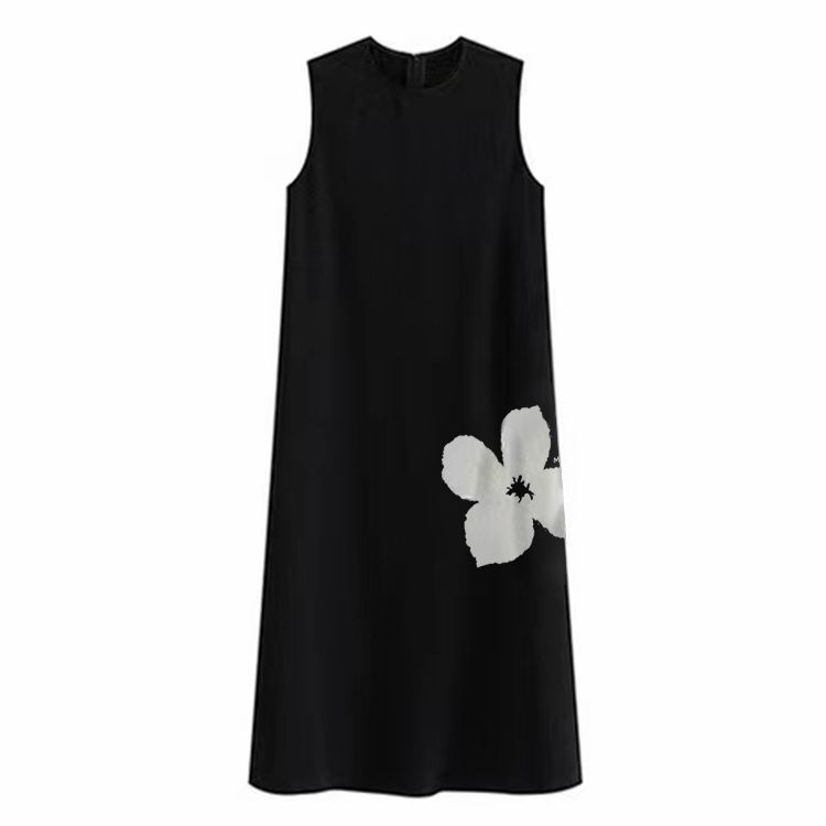 赫本風顯瘦高級感氣質A字裙過膝無袖背心洋裝