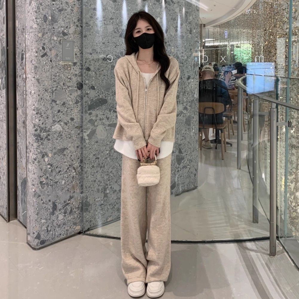 【單件/套裝】休閒假兩件衛衣+寬鬆闊腿褲兩件套裝-Cicimode