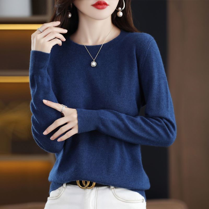 時尚內搭圓領素色洋氣百搭針織毛衣-Cicimode