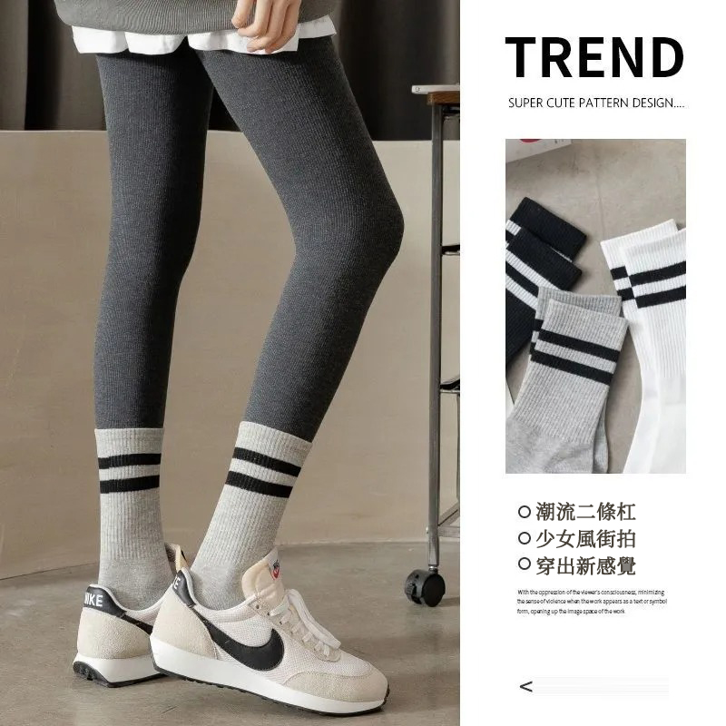 (2雙裝)Ins潮流運動風配鯊魚褲純棉中筒襪