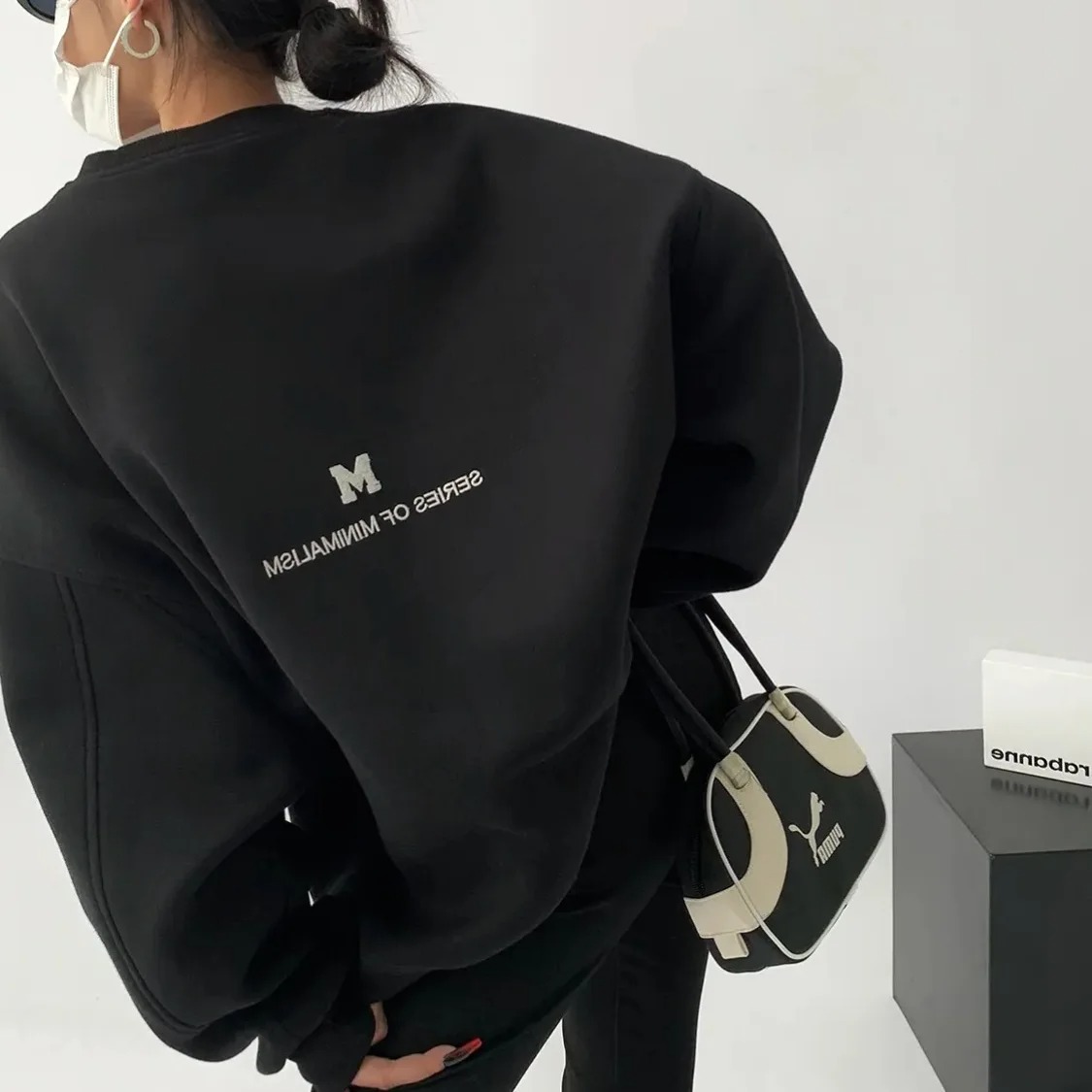 韓版慵懶風寬鬆簡約字母印花圓領衛衣-Cicimode