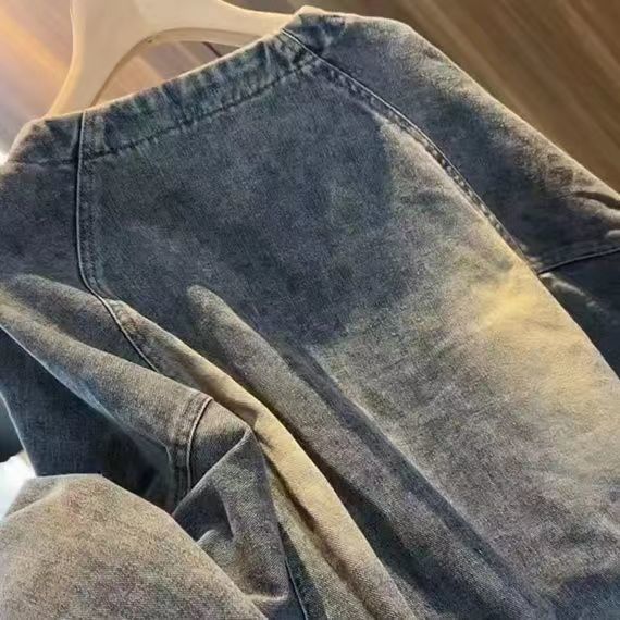 大碼復古短版百搭洋氣休閒夾克牛仔外套