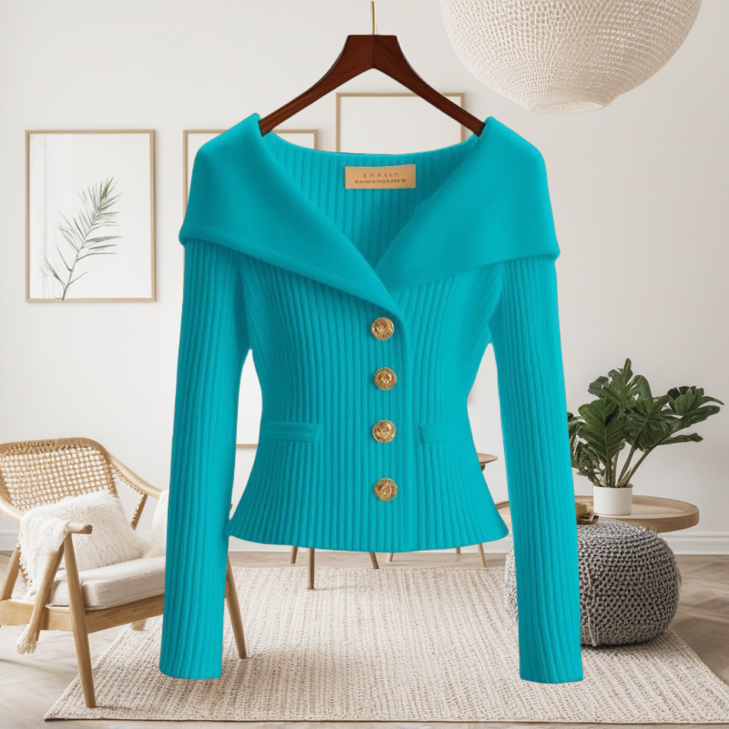 氣質優雅微喇高級感收腰顯瘦小香風針織毛衣-Cicimode