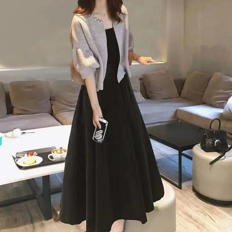 初秋洋氣減齡連衣裙兩件套裝