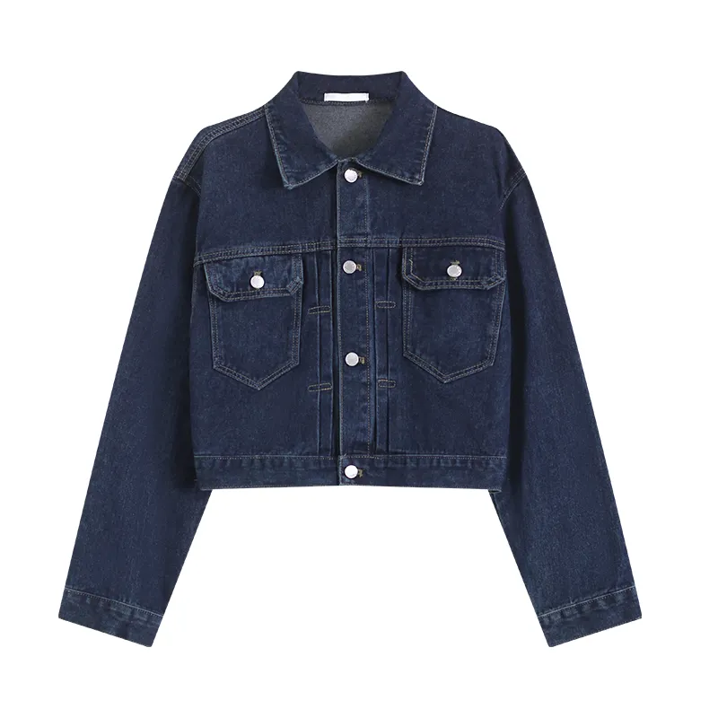 港風休閒韓版寬鬆丹寧藍短版牛仔外套