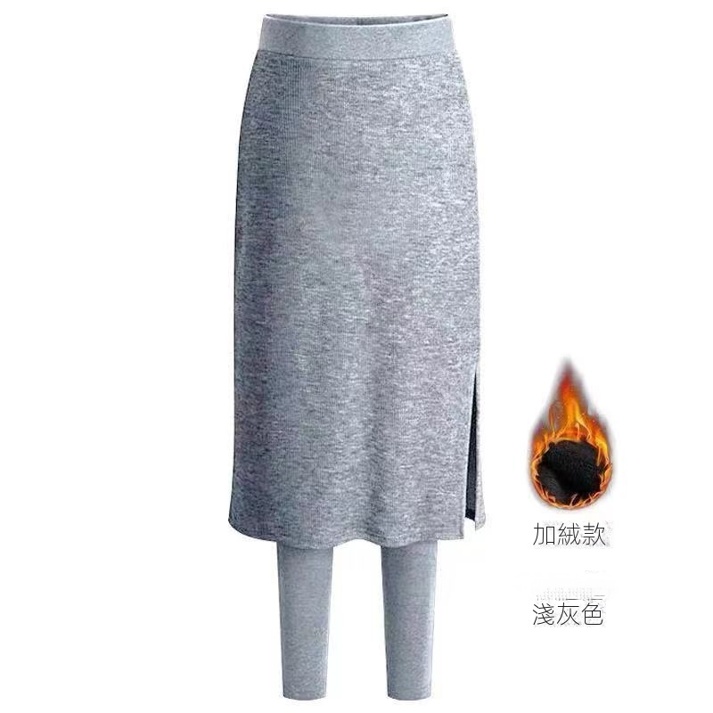 休閒簡約百搭外穿加絨/薄款假兩件裙褲
