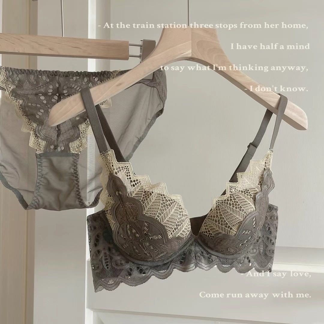 【單件/整套】蕾絲小胸聚攏無鋼圈收副乳調整型文胸套裝