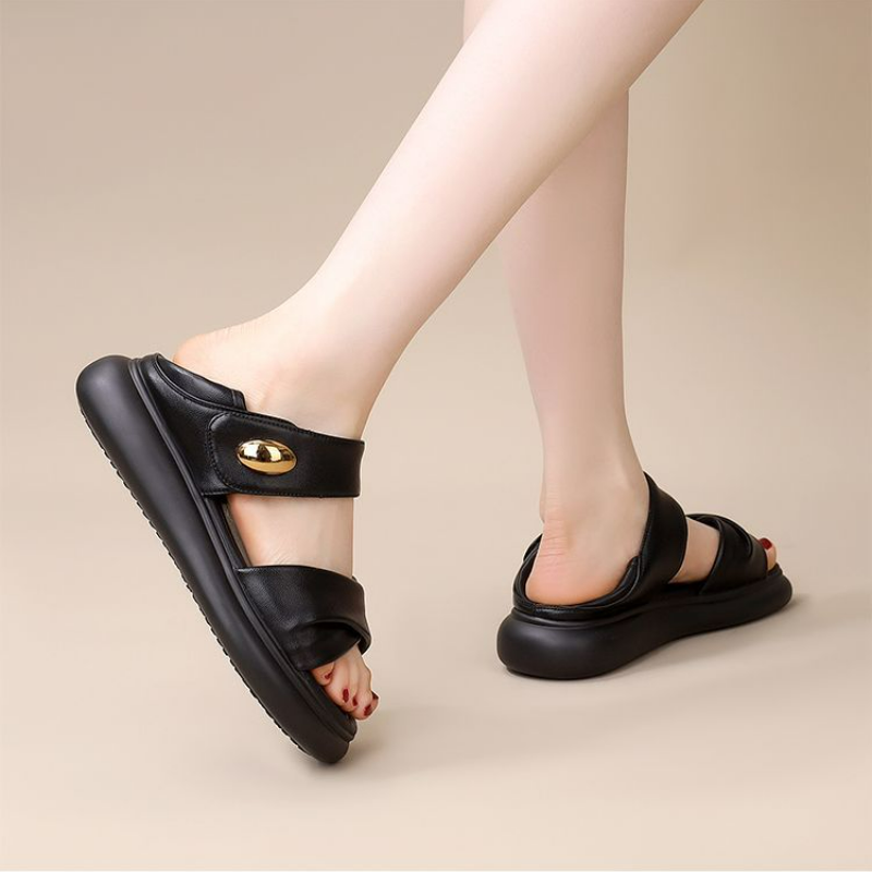 舒適休閒平底軟底軟面中跟羅馬涼鞋