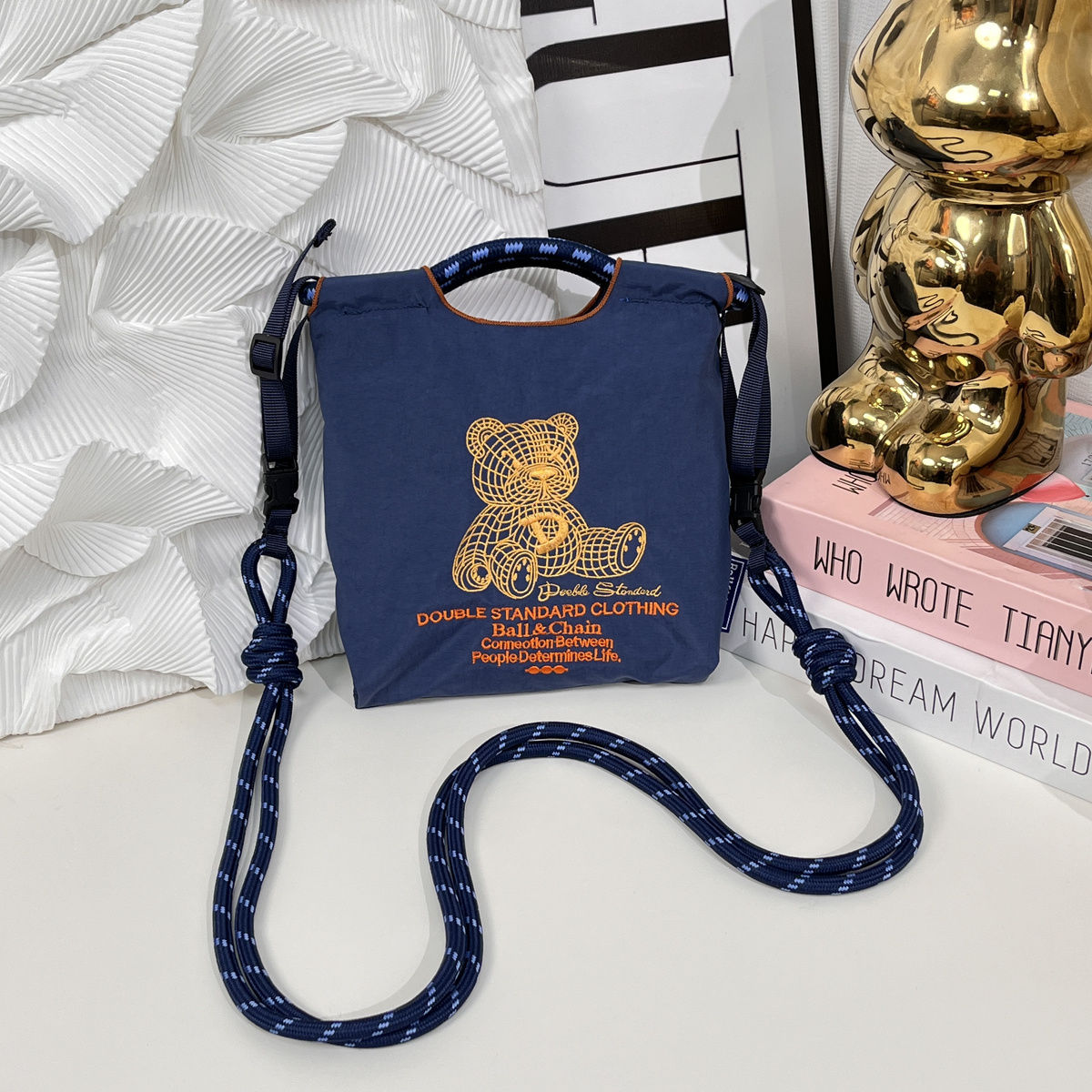 25款日系mini款休閒設計感刺繡環保尼龍手提斜挎包-Cicimode