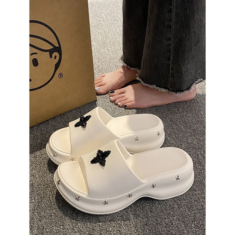 十字花厚底增高舒適防滑防臭足弓底涼拖