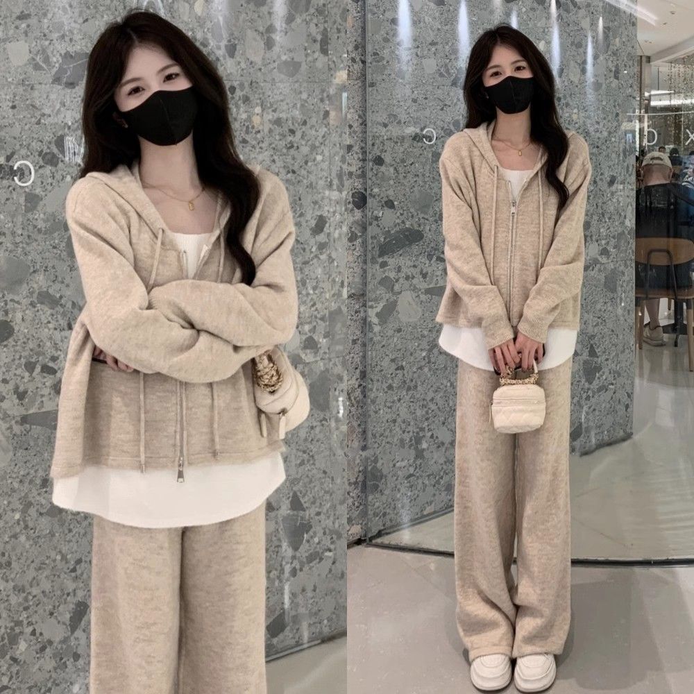 【單件/套裝】休閒假兩件衛衣+寬鬆闊腿褲兩件套裝-Cicimode