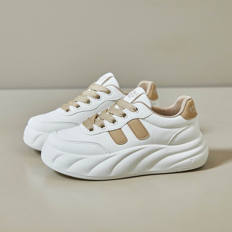 百搭休閒鬆糕厚底麵包小白鞋靴