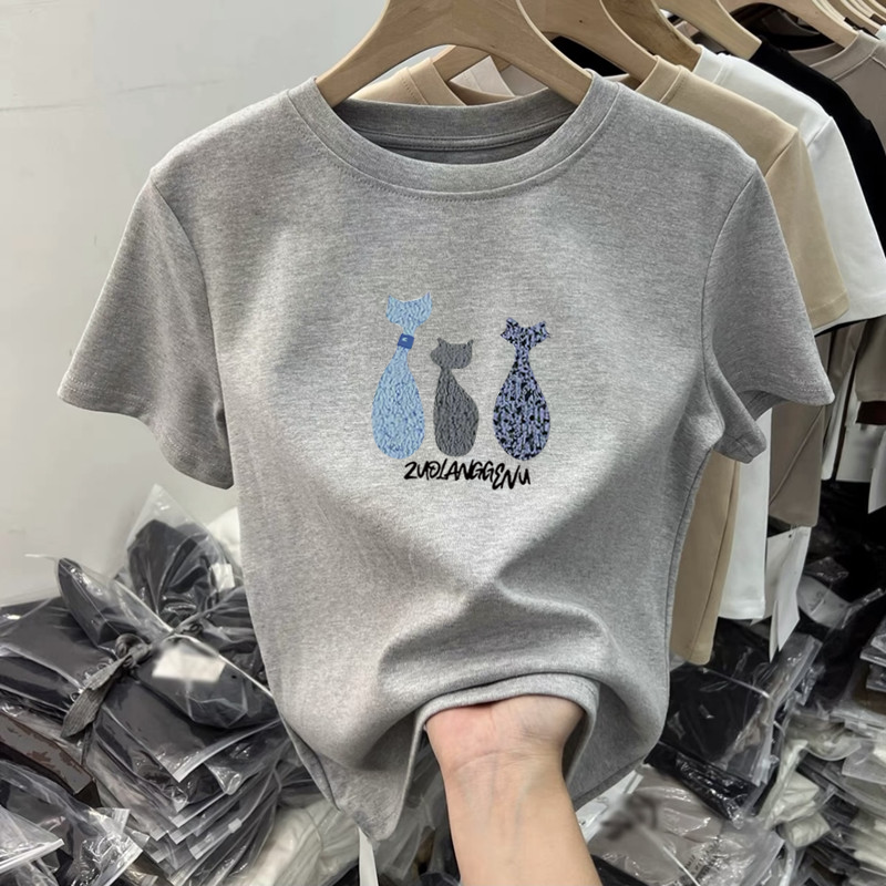 純棉印花修身時尚百搭圓領顯瘦正肩短袖T恤