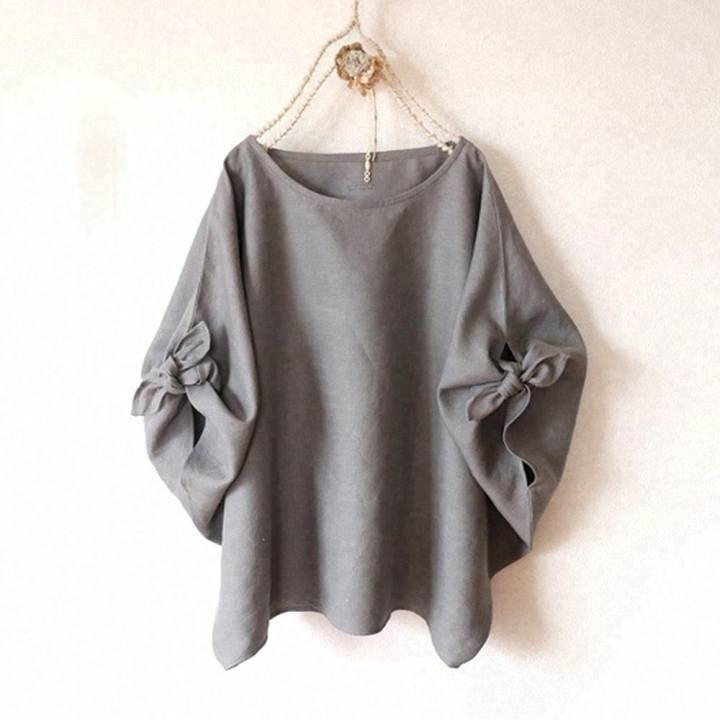 【5色可選】原創日系圓領寬鬆兩袖綁帶五分短袖-Cicimode