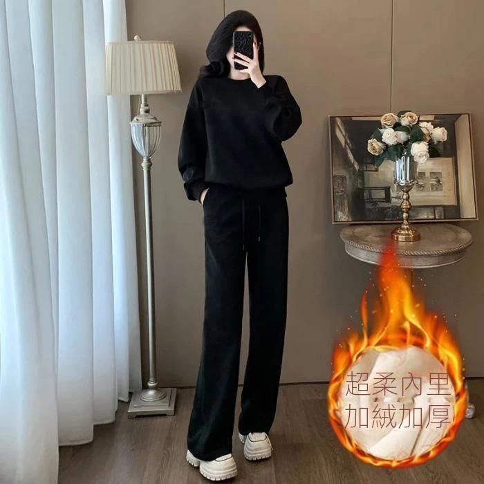 【整套】圓領時尚洋氣套頭長袖+運動休閒長褲兩件套-Cicimode