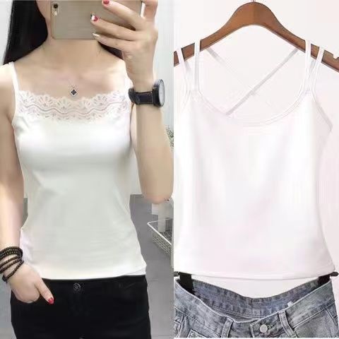 經典必備！純色防走光打底修身內搭外穿吊帶背心-Cicimode