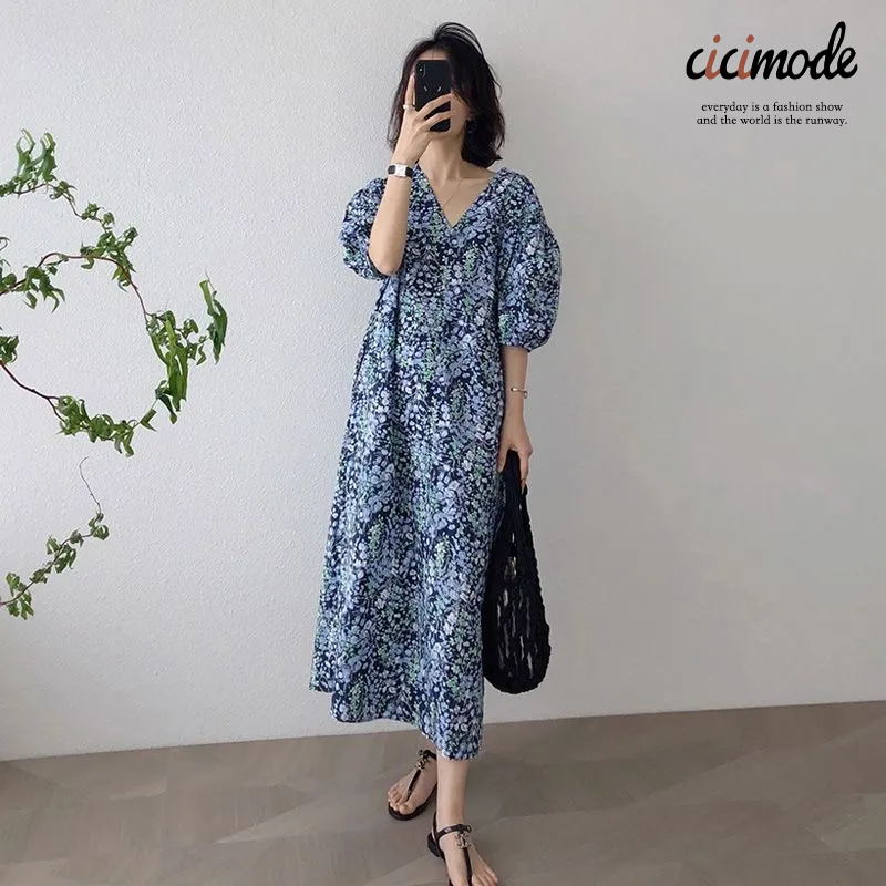 長款氣質韓版法式遮肉感顯瘦寬鬆連身裙