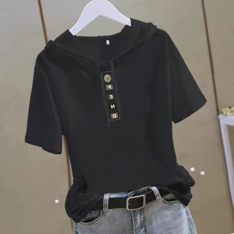 【多款印花可選】休閒顯瘦減齡時尚寬鬆連帽短袖T恤