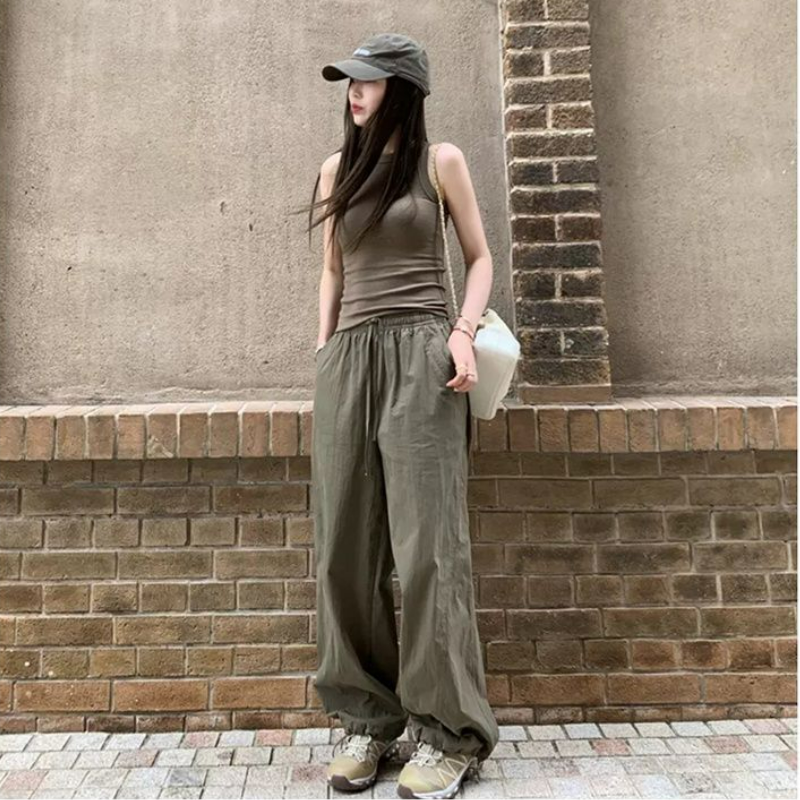 【單件/套裝】美式復古流行時尚背心+工裝休閑褲兩件套