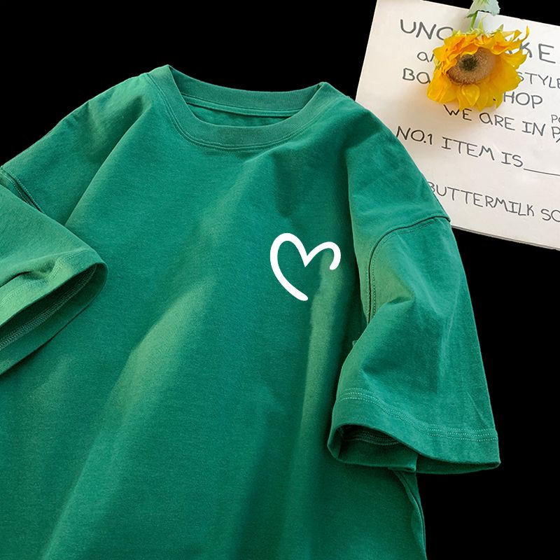 時尚百搭減齡顯瘦愛心印花短袖T恤-Cicimode