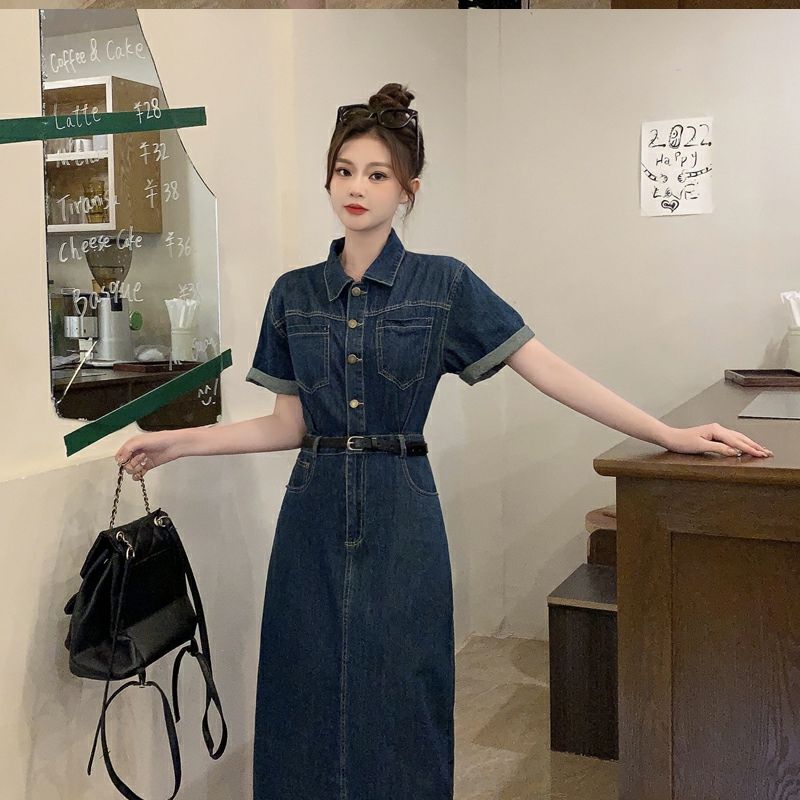 氣質百搭休閒遮肚顯瘦牛仔洋裝