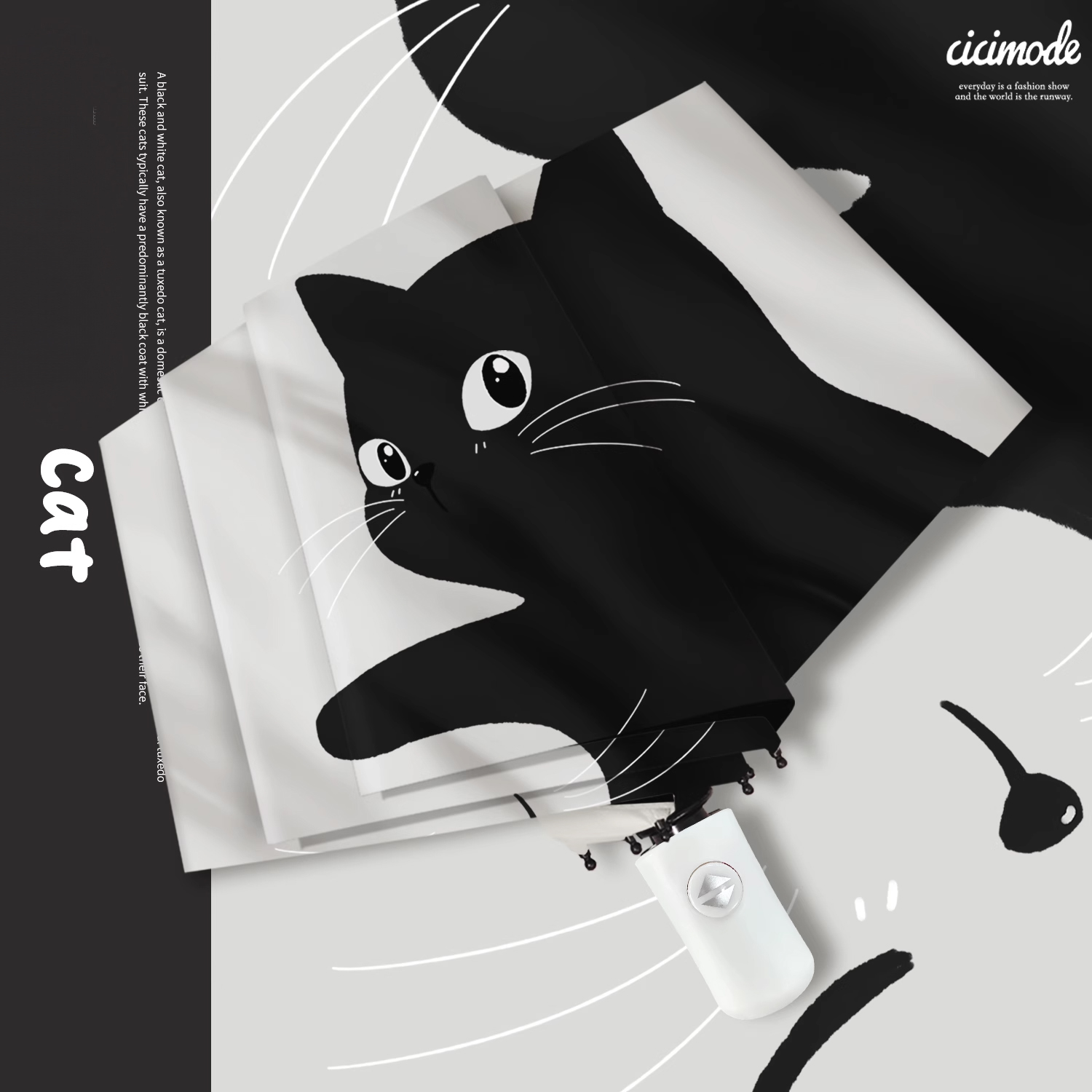 貓咪雨傘晴雨兩用輕巧便攜自動/手動防曬折疊傘-Cicimode