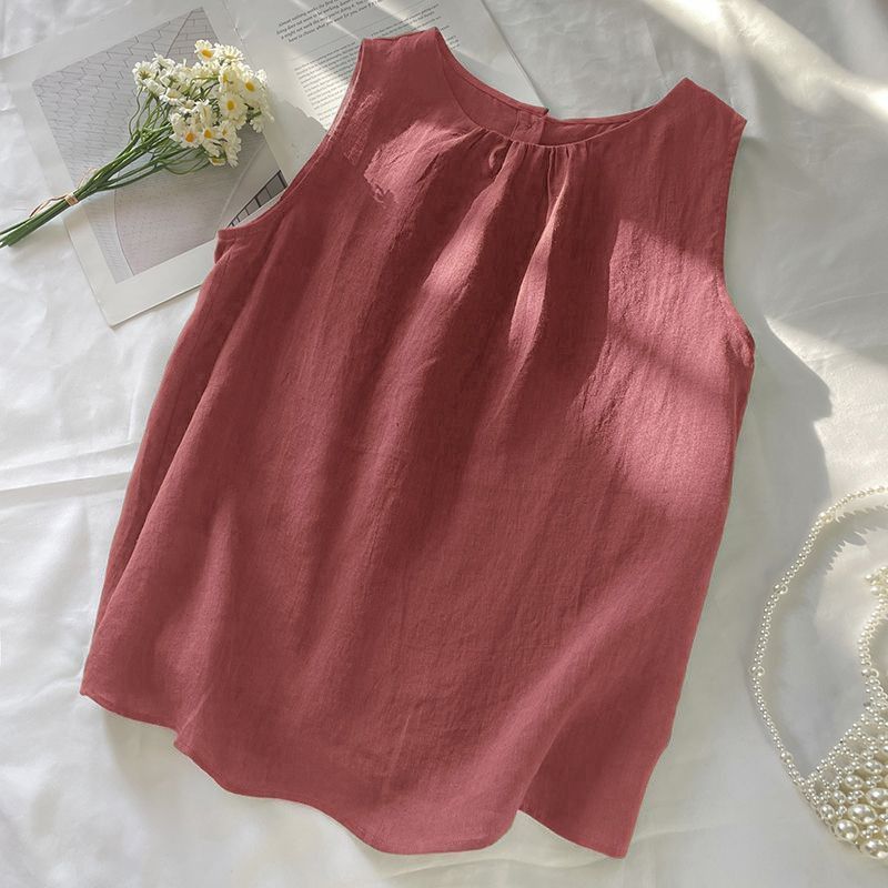 百搭休閒顯瘦文藝復古棉麻吊帶背心