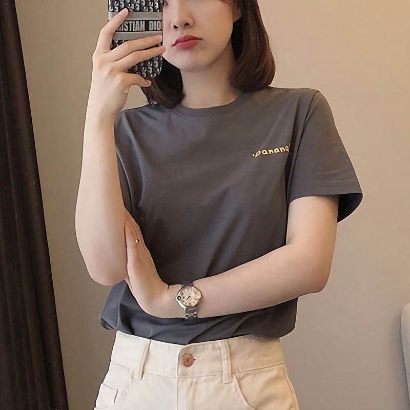 【單件/套裝】休閒百搭寬鬆時尚灰色短袖T恤+白色短褲兩件套裝