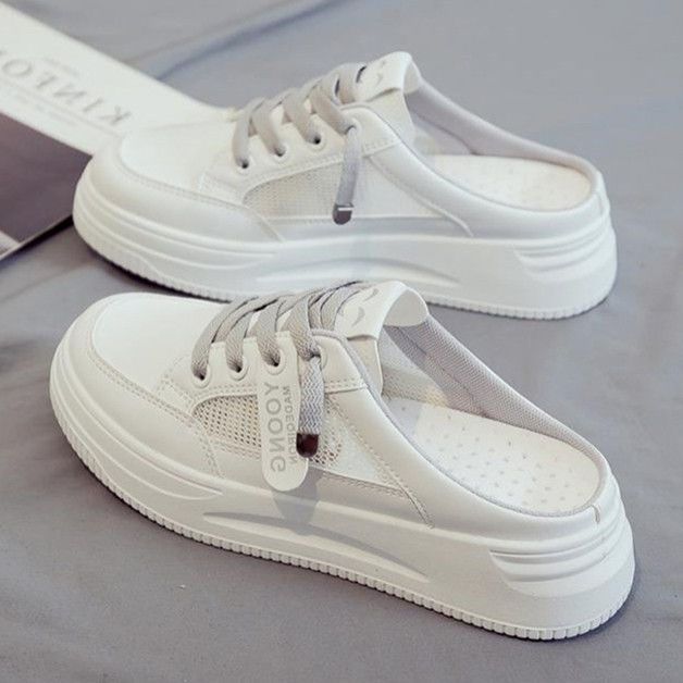 時尚懶人潮流厚底無後跟外穿包頭半拖鞋