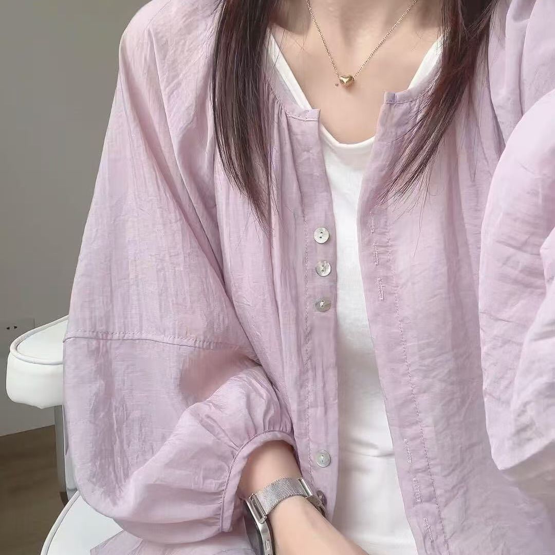 輕薄涼感透氣清新寬鬆休閒防曬空調房開衫-Cicimode