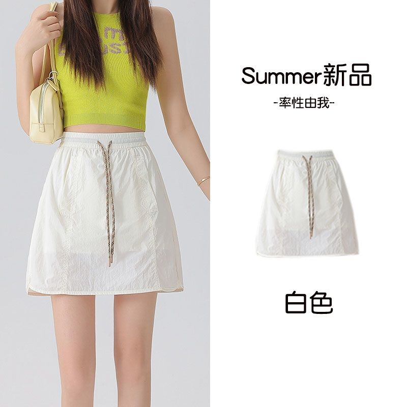 美式休閒運動寬鬆顯瘦鬆緊腰防走光工裝半身短裙