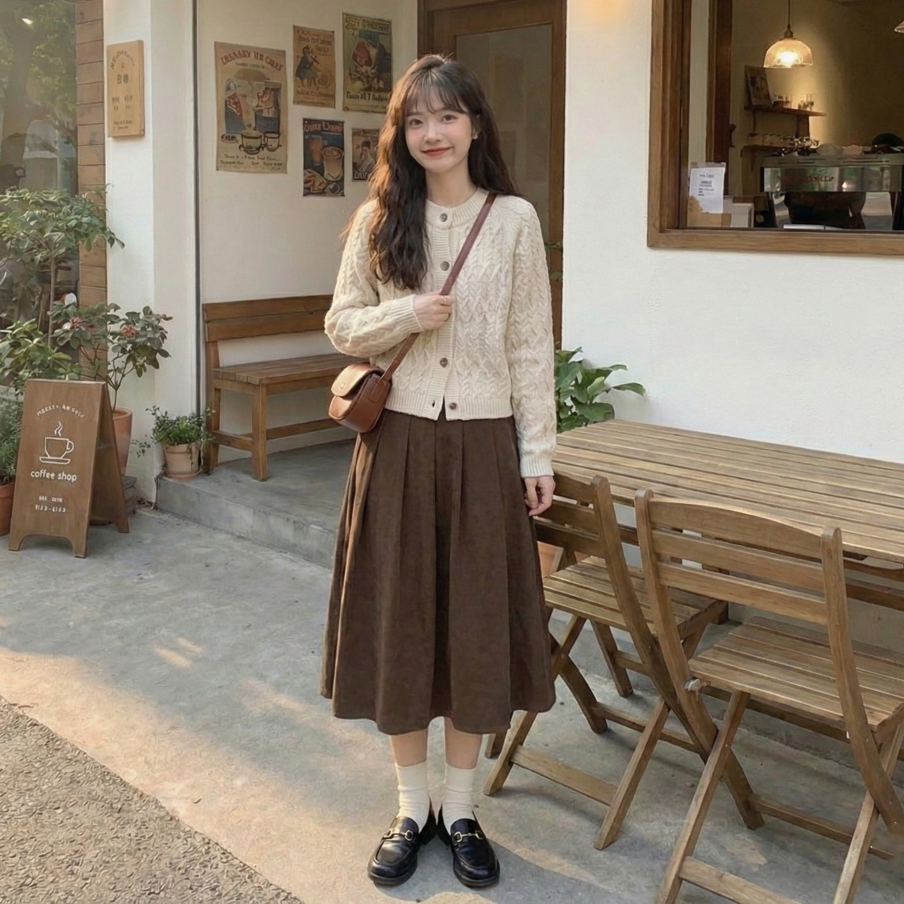 【單件/套裝】小香風休閒百搭毛衣開衫+半身裙兩件套-Cicimode