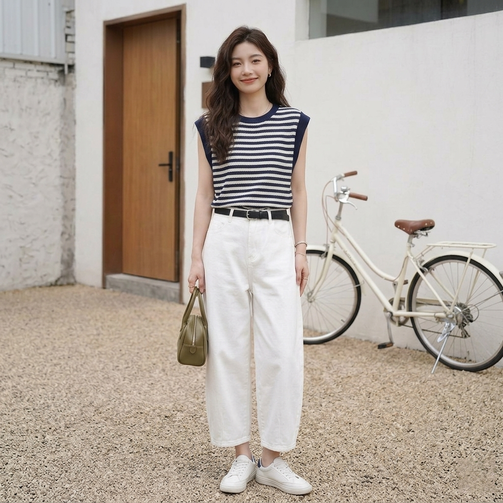 【單件/套裝】寬松顯瘦減齡無袖針織衫+闊腿休閑褲兩件套