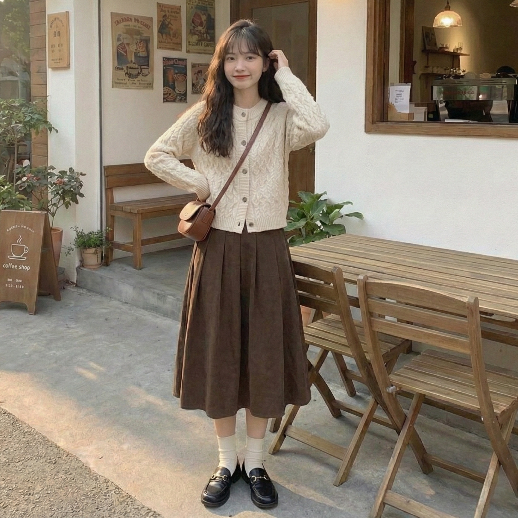 【單件/套裝】小香風休閒百搭毛衣開衫+半身裙兩件套-Cicimode