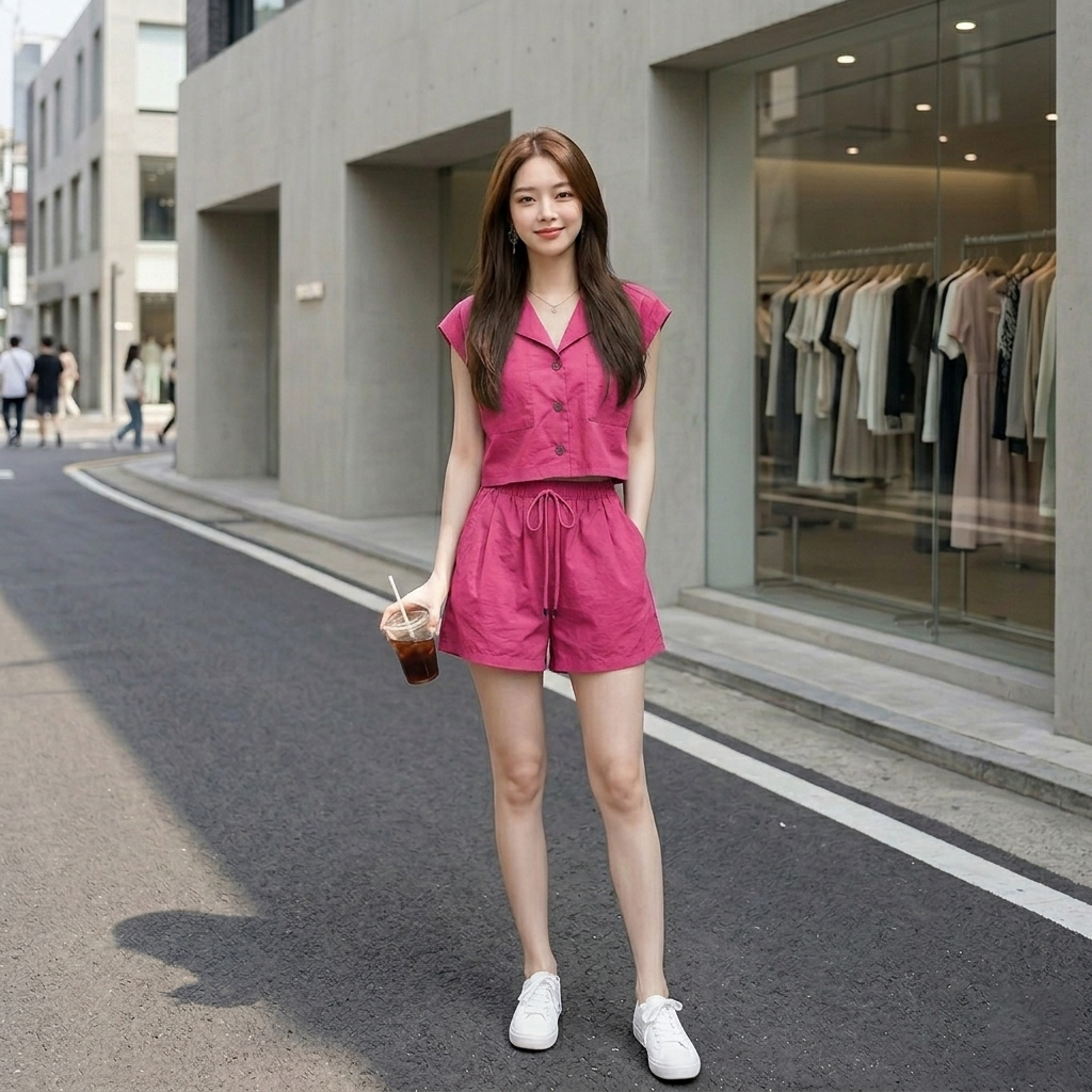 【整套】鹽系小香風時尚顯瘦顯高短袖 短褲兩件套裝