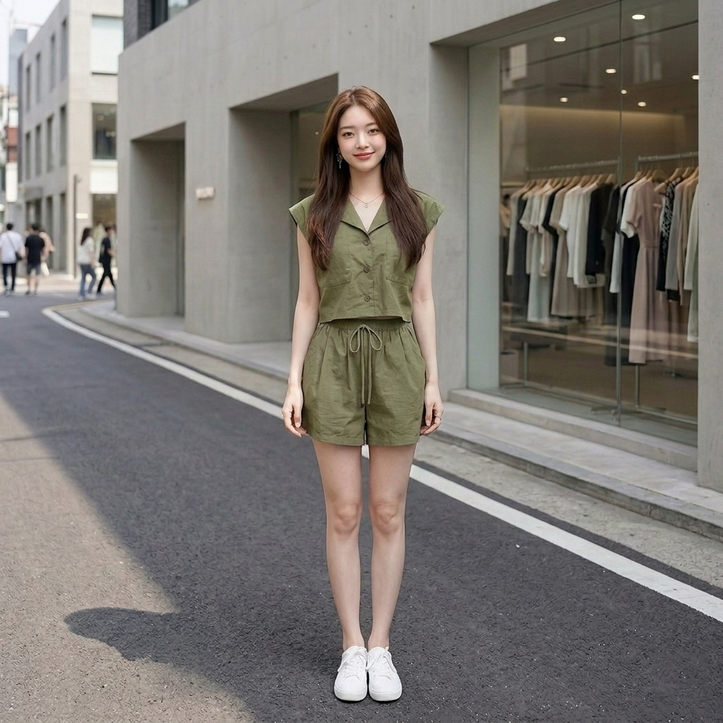 【整套】鹽系小香風時尚顯瘦顯高短袖 短褲兩件套裝