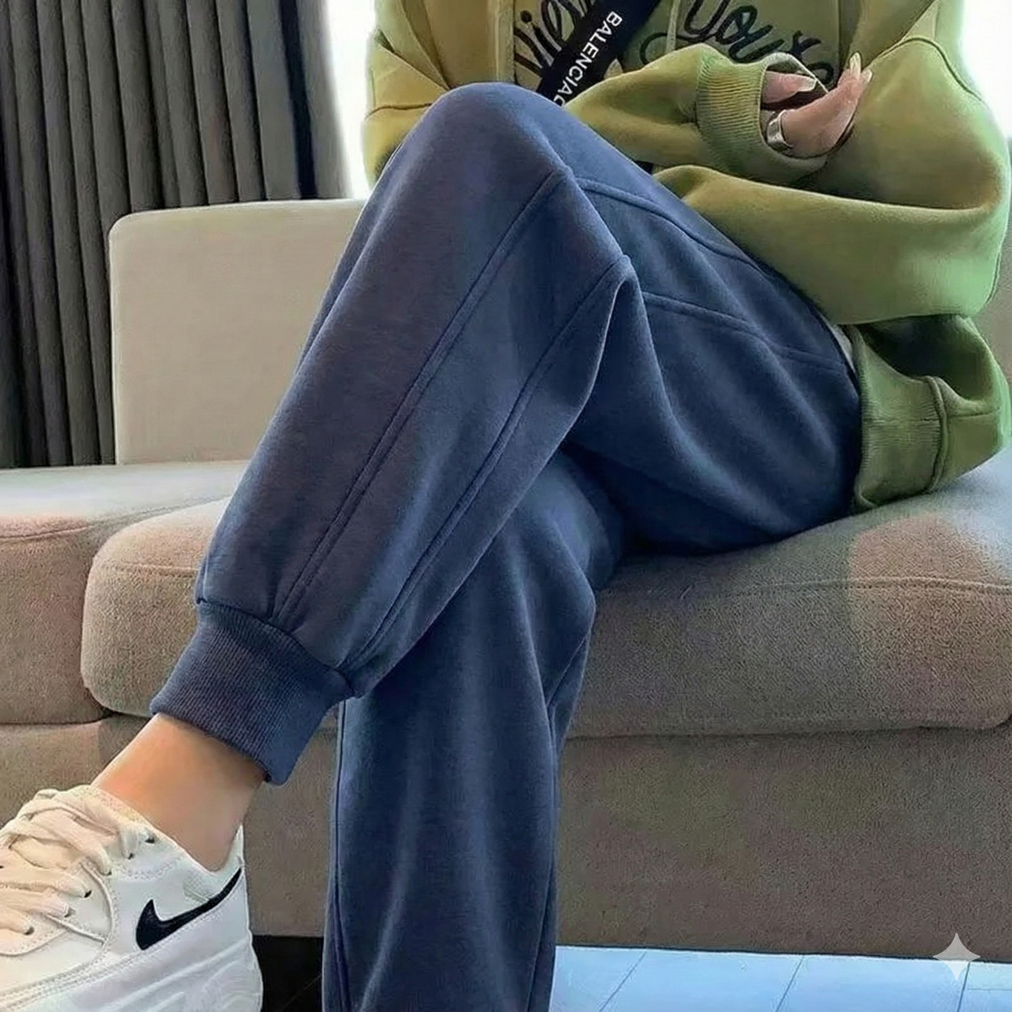 百搭休閒顯瘦運動風鬆緊腰棉質束腳褲裝-Cicimode