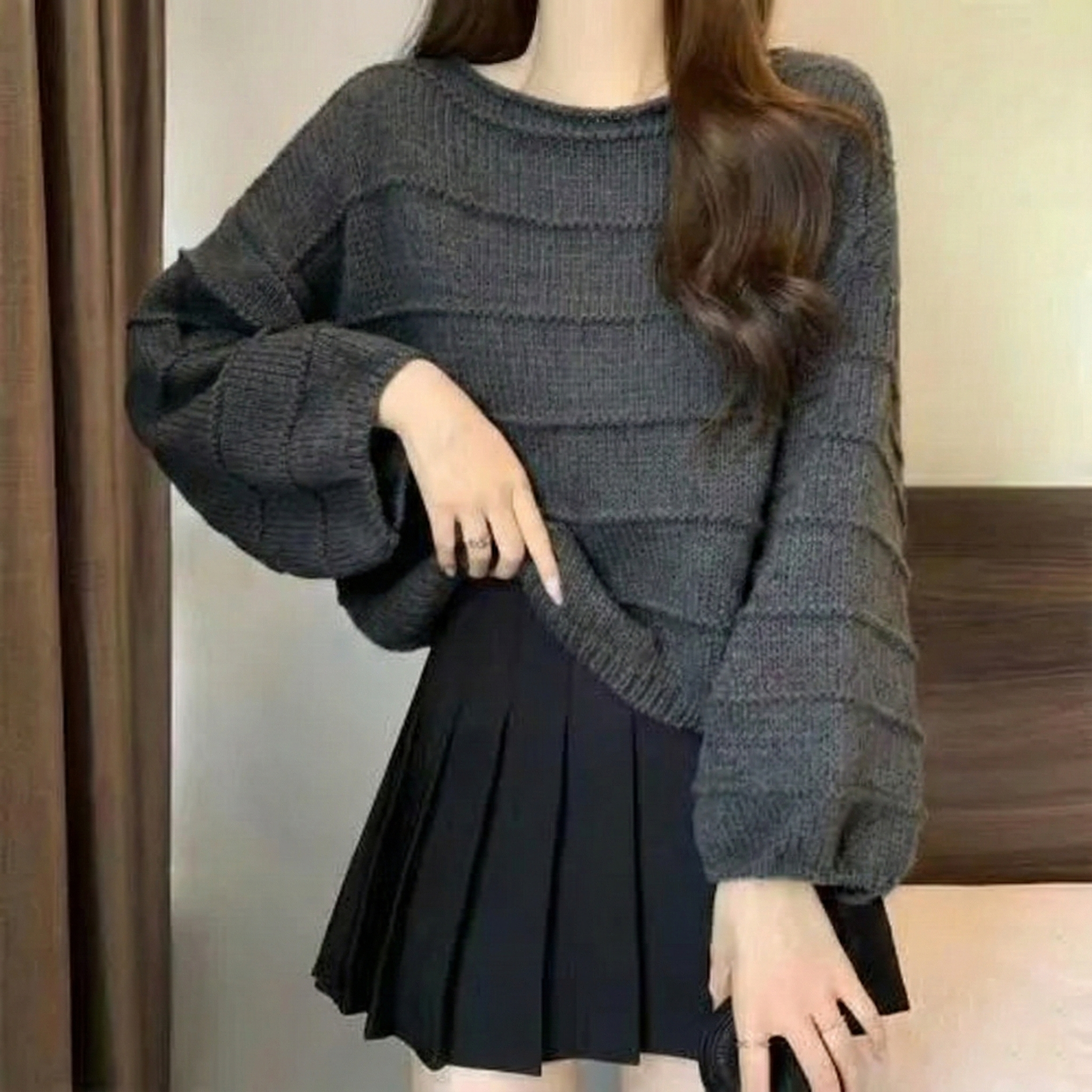 韓版慵懶風甜美潮流套頭寬鬆毛衣針織衫-Cicimode